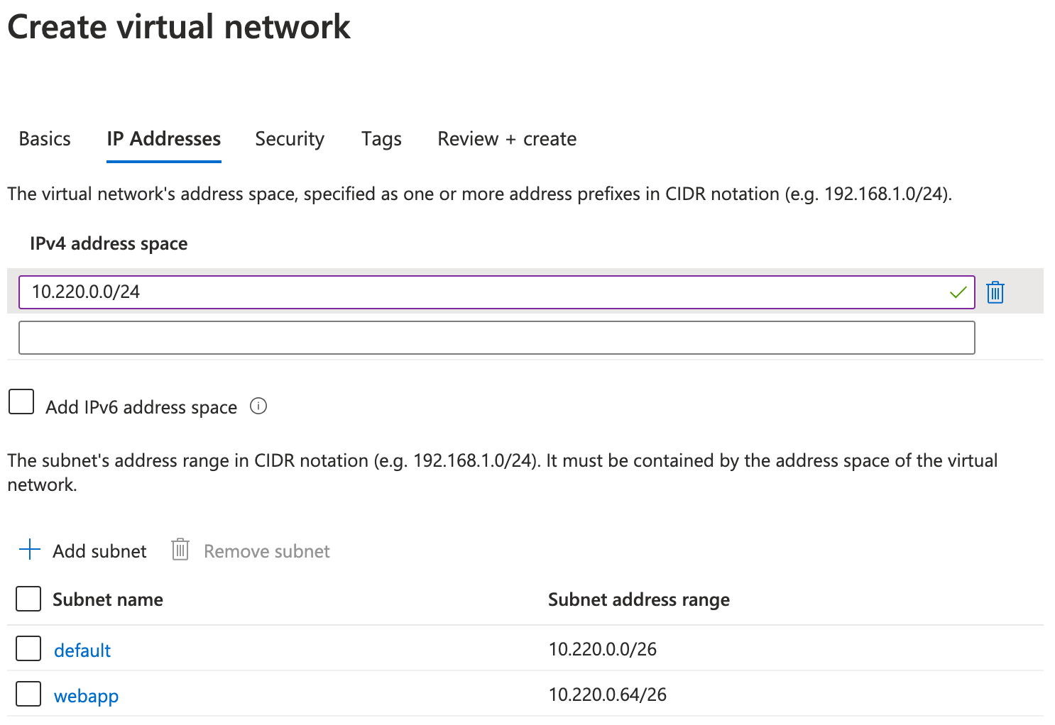 Virtual Network Creation